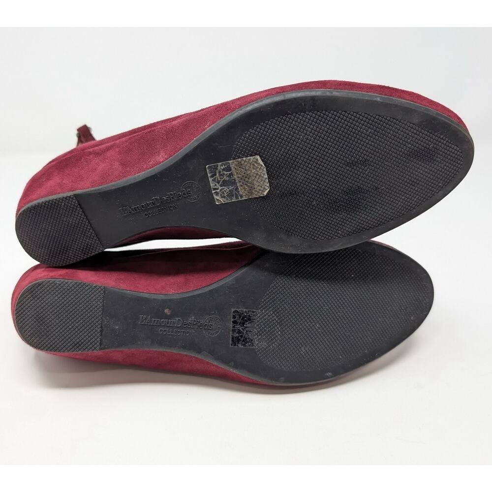 L'Amour Des Pieds Shoes Burgundy Suede Lace Up Benham Heels Women's Size 7 - Picture 9 of 11